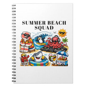 Funny Summer Beach Party Animals - DJ Octopus & Su Notebook