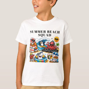 Funny Summer Beach Party Animals - DJ Octopus & Su T-Shirt