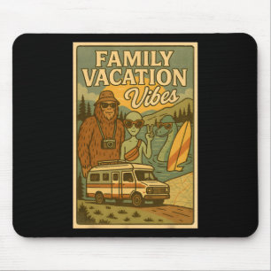 Funny Summer Bigfoot Family Vacation Alien Nessie Mouse Mat