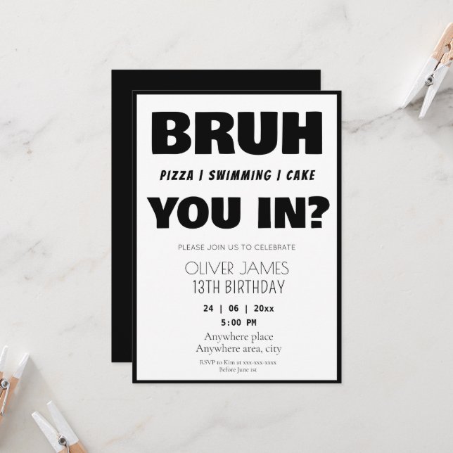 Funny summer birthday invitation  (Front/Back In Situ)