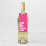 Funny summer break wine gift bottle tag<br><div class="desc">Want to know what this wine pairs well with? Summer break. Or family trips. Anything goes on this hilarious customisable wine tag! Great for a funny mum gift or even an end of the school year teacher or principal gift. The funny wording is up to you or you can leave...</div>