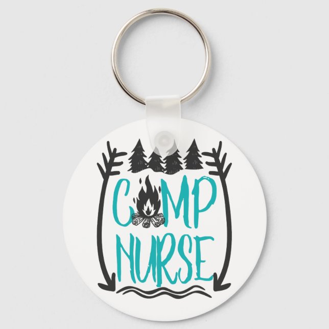 Funny Summer Camp Nurse Nursing Gift Camping RN Key Ring (Front)