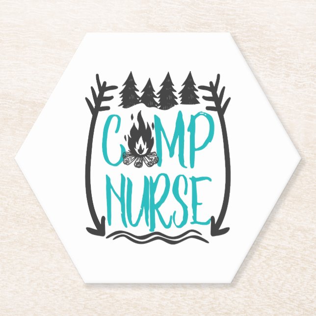 Funny Summer Camp Nurse Nursing Gift Camping RN Paper Coaster (Front)