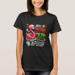 Funny Summer Christmas Flamingo Merry Christmas In T-Shirt