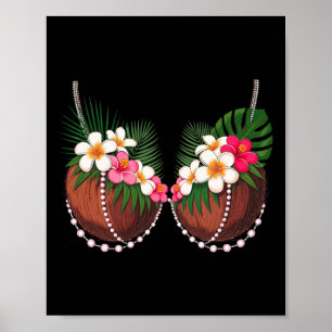 Funny Summer Coconut Bra Halloween Costume Hawaii Poster