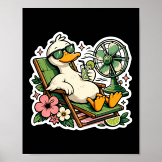 Funny Summer Duck Relaxing Vacation Mode Tropical Poster