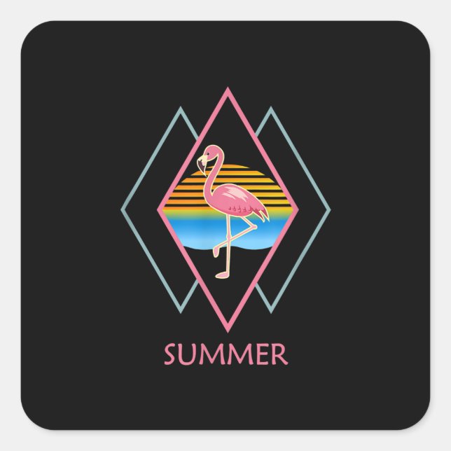 Funny Summer Flamingo | Cute Flamingo Lover Square Sticker (Front)