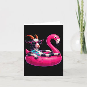 Funny Summer Goat Pink Pool Party Hawaiian Summer Card