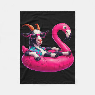 Funny Summer Goat Pink Pool Party Hawaiian Summer Fleece Blanket