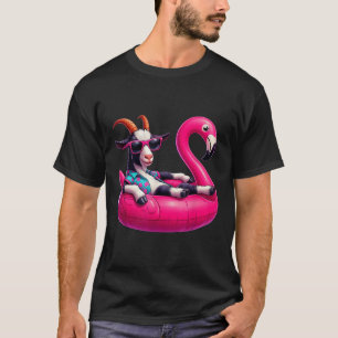 Funny Summer Goat Pink Pool Party Hawaiian Summer T-Shirt
