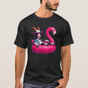 Funny Summer Goat Pink Pool Party Hawaiian Summer  T-Shirt