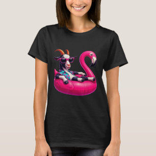 Funny Summer Goat Pink Pool Party Hawaiian Summer T-Shirt