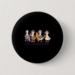 Funny summer goose beach duck surf vacation cute 6 cm round badge