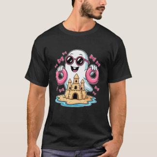Funny Summer Halloween Cat Ghost Beach Kids Boys & T-Shirt