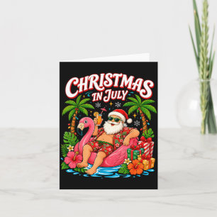 Funny Summer Holiday Santa Flamingo Summer Xmas Card