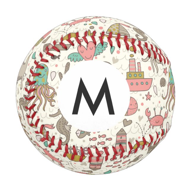 Funny Summer Pattern With Ships Baseball (Front Left)