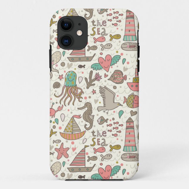Funny Summer Pattern With Ships Case-Mate iPhone Case (Back)
