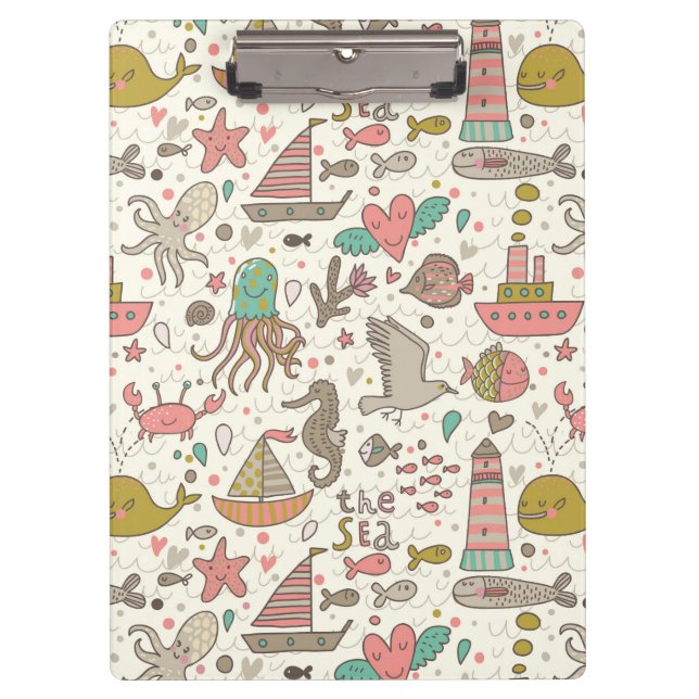 Funny Summer Pattern With Ships Clipboard (Front)