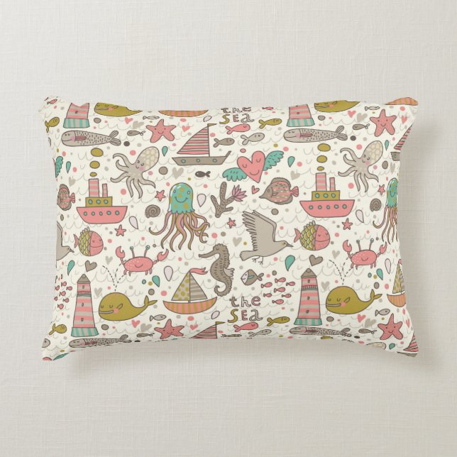 Funny Summer Pattern With Ships Decorative Cushion (Front)