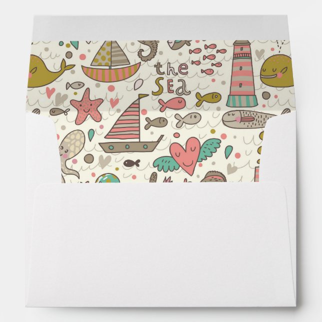 Funny Summer Pattern With Ships Envelope (Back (Bottom))