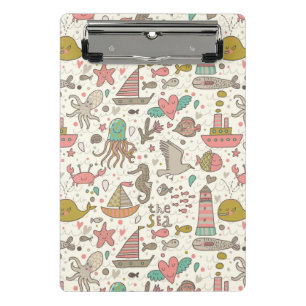 Funny Summer Pattern With Ships Mini Clipboard