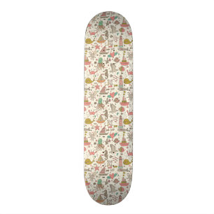 Funny Summer Pattern With Ships Skateboard