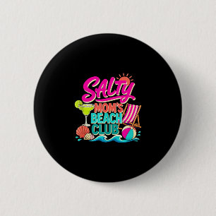 Funny summer salty mum's beach club vacation mama 6 cm round badge