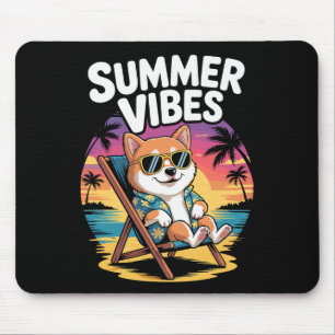 Funny Summer Shi Inu Beach Dog Vacation Mouse Mat