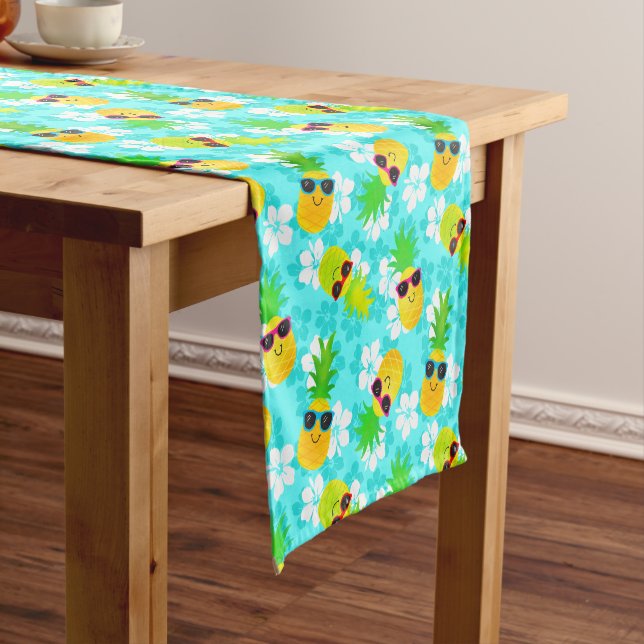 Funny Summer Tropical Pineapples Short Table Runner (In Situ)