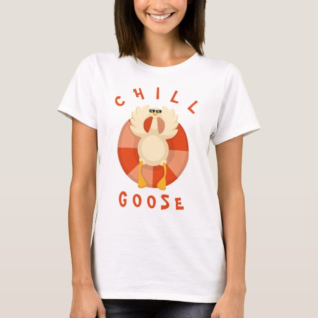 Funny Summer Vacation Beach Chill Goose Pool float T-Shirt (Front)