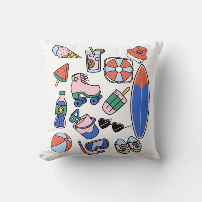 funny summer vacation beach lovers cushion (Front)
