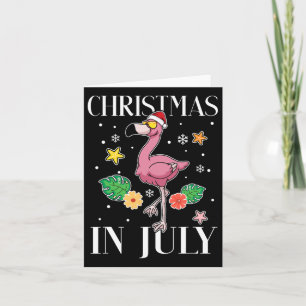 Funny Summer Vacation Christmas In July Flamingo Card