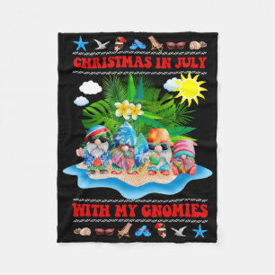 Funny Summer Vacation Gnomies - Gnomes For Christm Fleece Blanket