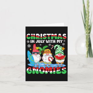 Funny Summer Vacation Gnomies Gnomes For Christmas Card