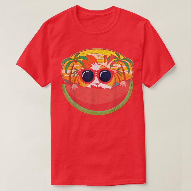 Funny Summer Vibes Cool Sunglasses Guinea Pig Wate T-Shirt (Design Front)