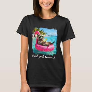 Funny summer vibes raccoon women girls feral girl T-Shirt