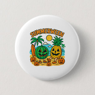 Funny Summerween Cute Watermelon And Pineapple Bea 6 Cm Round Badge