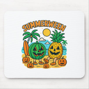 Funny Summerween Cute Watermelon And Pineapple Bea Mouse Mat