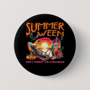 Funny Summerween Skeleton On Beach At Sunset Class 6 Cm Round Badge