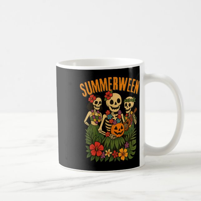 Funny Summerween Skeletons Luau Party Halloween Be Coffee Mug (Right)