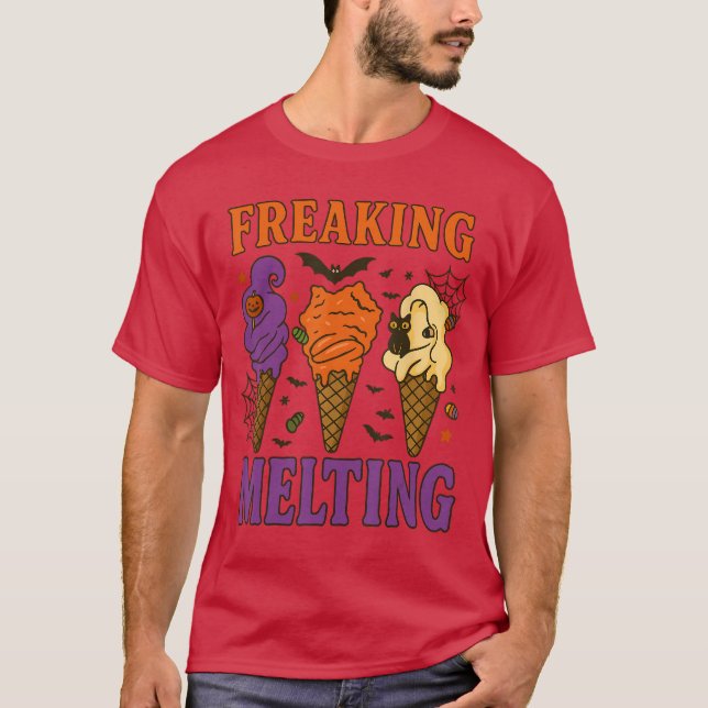 Funny Summerween Spooky Summer Freaking Melting Ic T-Shirt (Front)