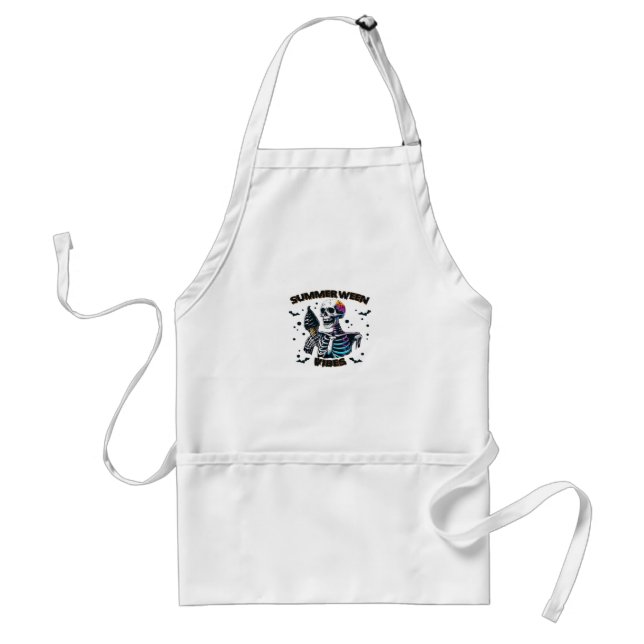 Funny Summerween Vibes Skeleton Summer Vacation Ic Standard Apron (Front)