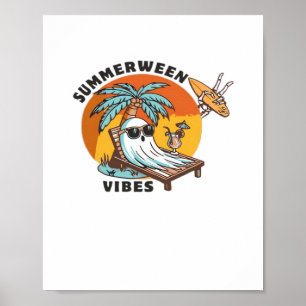 Funny Summerween Vibes Skeleton Summer Vacation Ov Poster