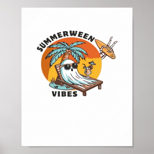 Funny Summerween Vibes Skeleton Summer Vacation Ov Poster (Front)