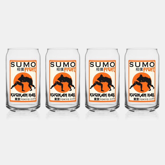 Funny Sumo Wrestler Can Glass (Front)