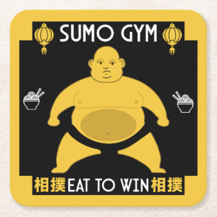 Funny Sumo Wrestler Square Paper Coaster