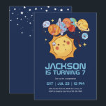 Funny Sun and Planets Outer Space Kids Birthday Invitation<br><div class="desc">Cute design for kids,  boys or girls who love astronaut,  outer space,  rocket,  universe,  planets,  stars and galaxy. Perfect for space theme birthday party. You can customise the wording to fit other occasions.</div>