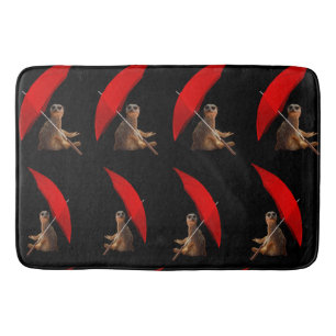 Funny Sun Smart Meerkat Under Umbrella, Bath Mat
