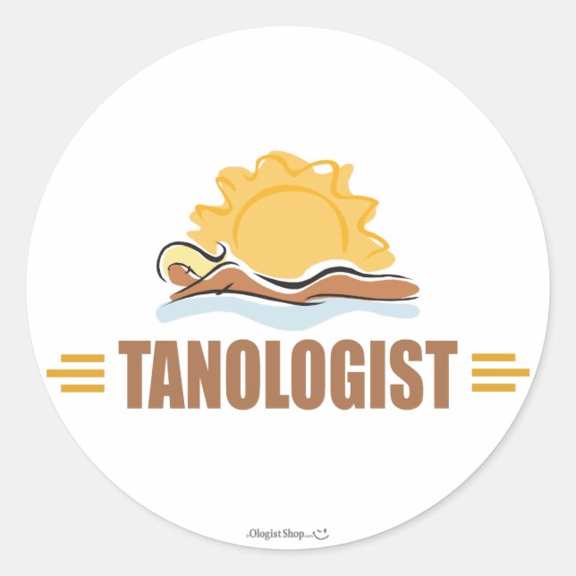 Funny Sun Tanning Classic Round Sticker (Front)