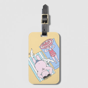 Funny Sunbathing Couple Cartoon Seaside Art Luggage Tag